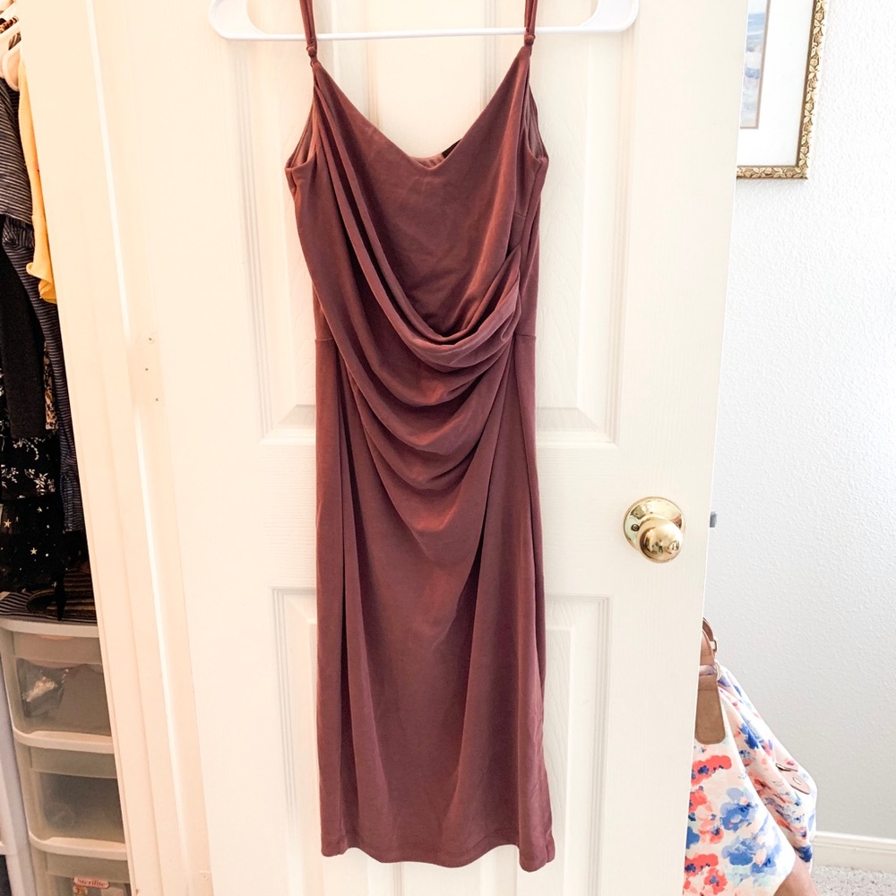 Lulus Mauve Midi Bodycon Dress w/ Cinched Waist